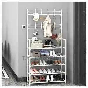 Metallic Shoe Rack With Hanger _White Colour