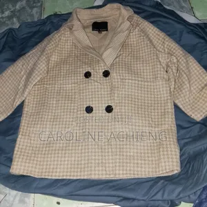 Title: Smart LANKE KAKU Cream Double-Breasted Coat