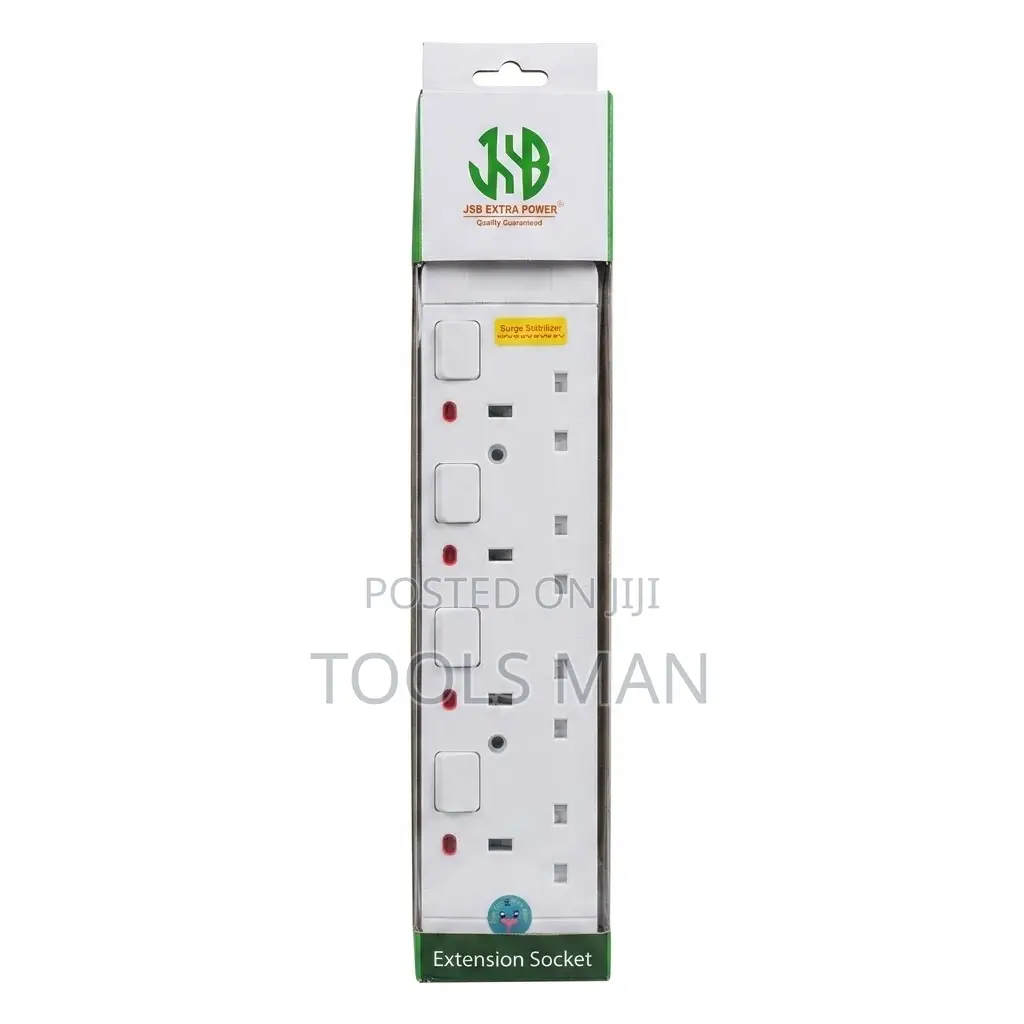 Extension Socket JSB 4-Way Surge Protector Switched Power Strip 3M Cab