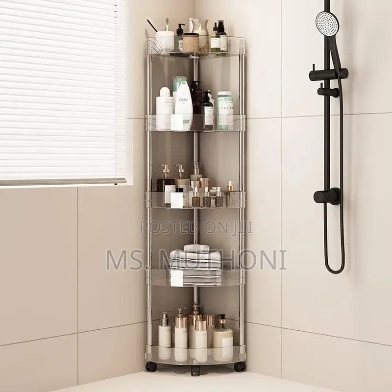 5-Tier Stainless Steel Acrylic Corner Shelf
