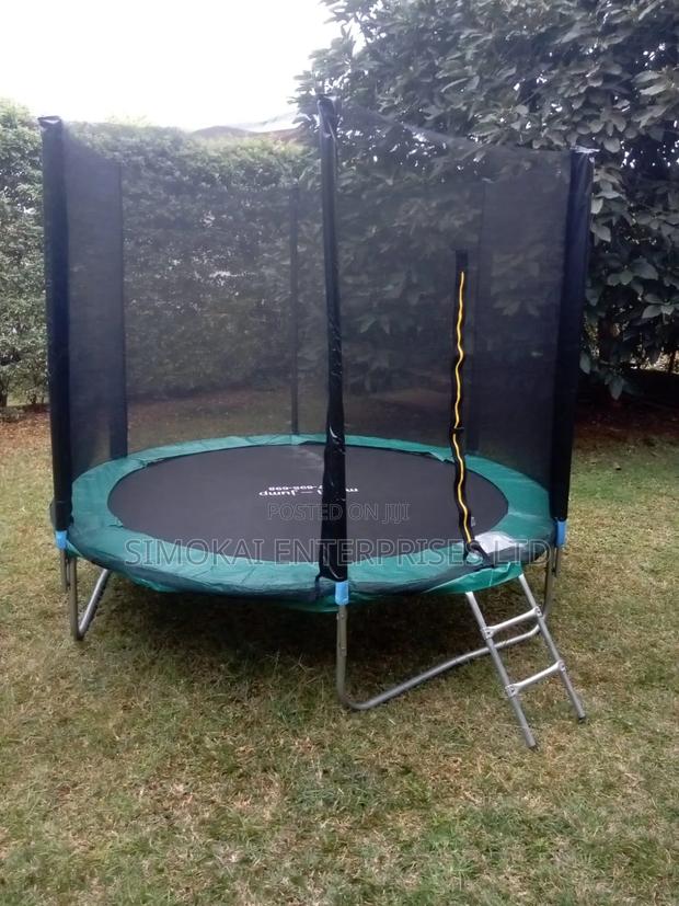 8Ft Kids Home Use Trampolines With Net Ladder - main view