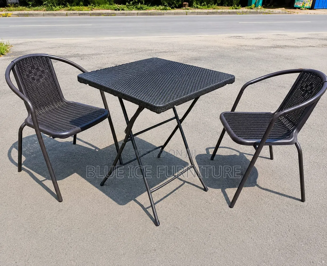 Modern Outdoor Rattan Bistro Set-2 Chair Foldable Table