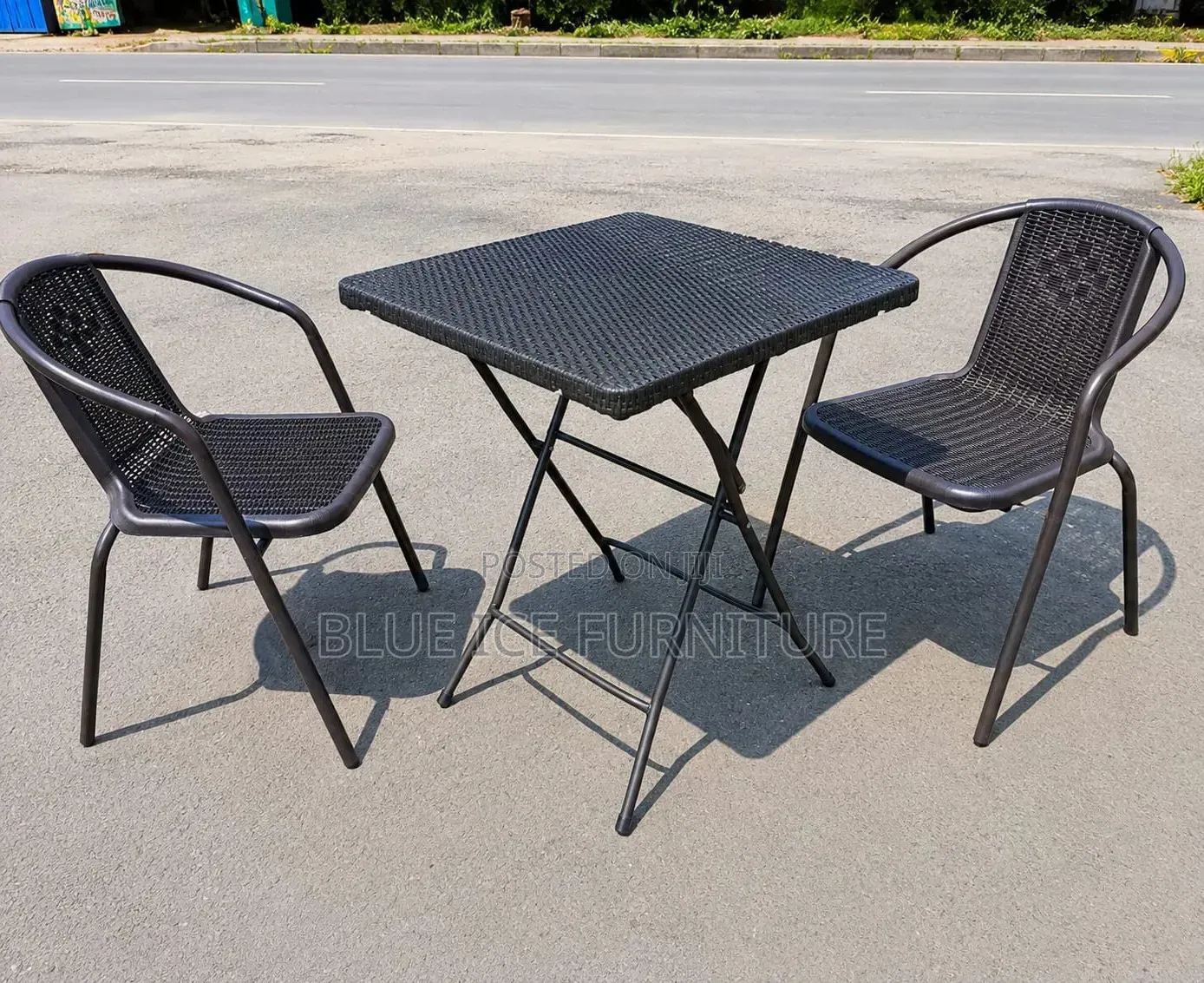 Modern Outdoor Rattan Bistro Set-2 Chair Foldable Table