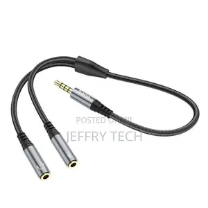2 in 1 3.5mm Male to 2 X Female Headset Audio Adapter Cable(Metal Grey