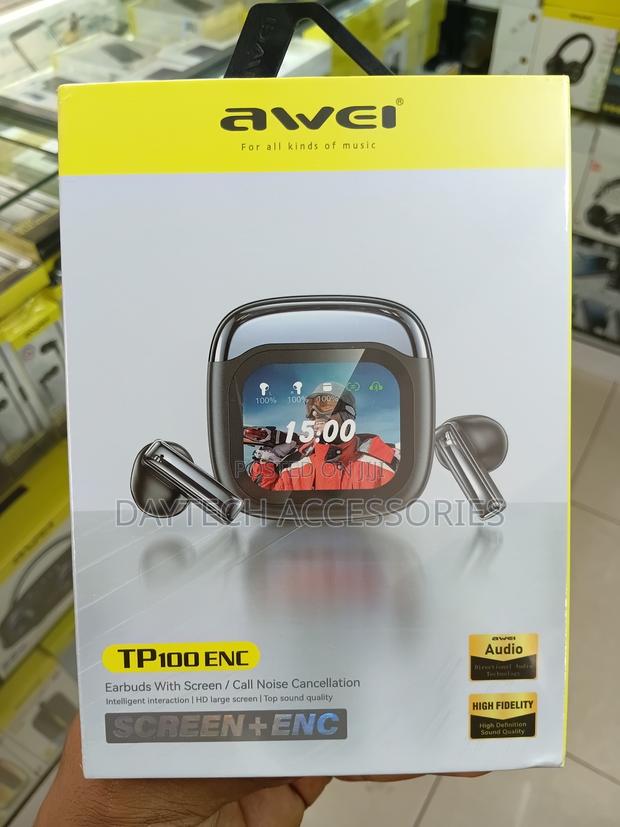 Awei Bluetooth Headphones TP100 ENC 5.4 With LCD - Black - thumbnail 2