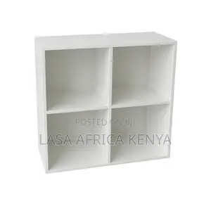 LAZAVA 4-Cube Wall Shelf - White Wood Bookcase,