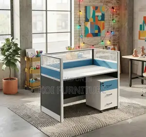 Office Workstaton; Blue Office Cafe Working Station Desk