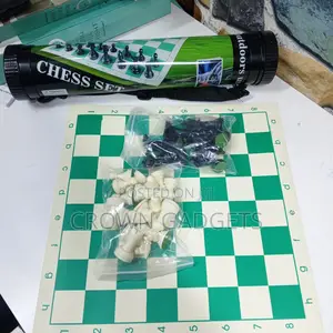 Portable Tournament Chess Set Roll-Up Vinyl Board 50x50cm