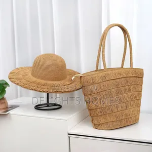 Straw Woven Beach Bag and Hat_re