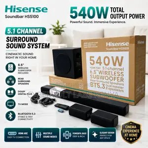 Hisense HS5100 540W 5.1CH Bluetooth Soundbar With Wireless Subwoofer