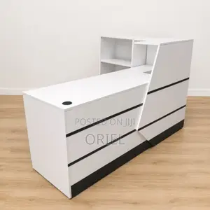 Office Reception Desk : L-Shaped Modern Reception Welcoming Desk