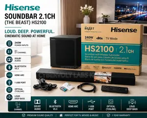 Hisense HS2100 2.1CH 240W Bluetooth Soundbar With Wireless Subwoofer