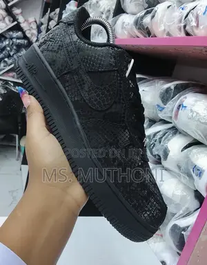Quality Triple-Black Python Texture Air Force 1s Size 38-45