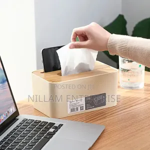 Napkin/ Serviette Holder With Bamboo Wood Cover