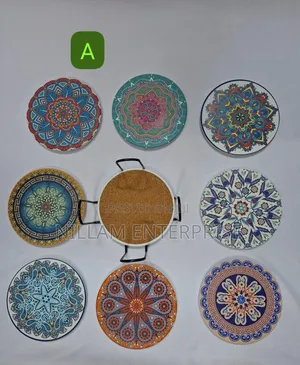 8Pcs Ethnic Style Ceramic Coasters