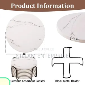6 PCS Marble Style Ceramic Coasters