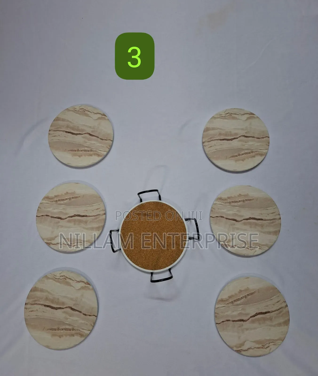 6 PCS Marble Style Ceramic Coasters