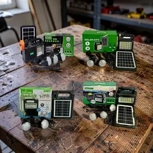 Eco-Friendly Portable Home Solar Lighting System Kits With Led Bulbs