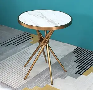 Round Table: Marble Dining Table With Flared Gold Legs
