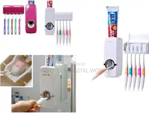 Automatic Wall-Mounted Toothpaste Dispenser With Toothbrush Holder Set