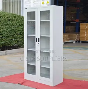 2-Swing Door Glass Front File Cabinet.