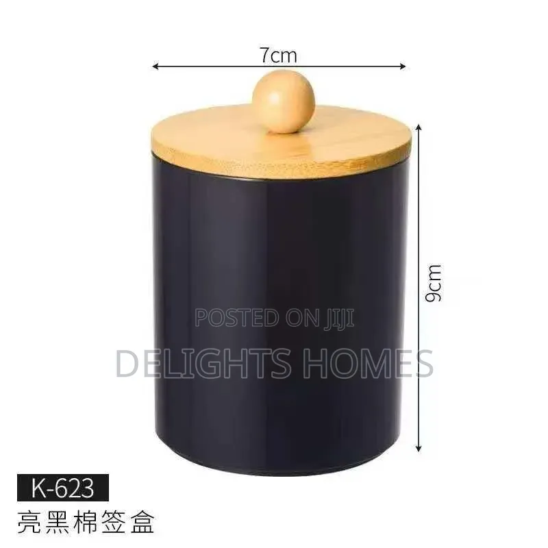 Alloy Swab Container With Bamboo Lid._nje