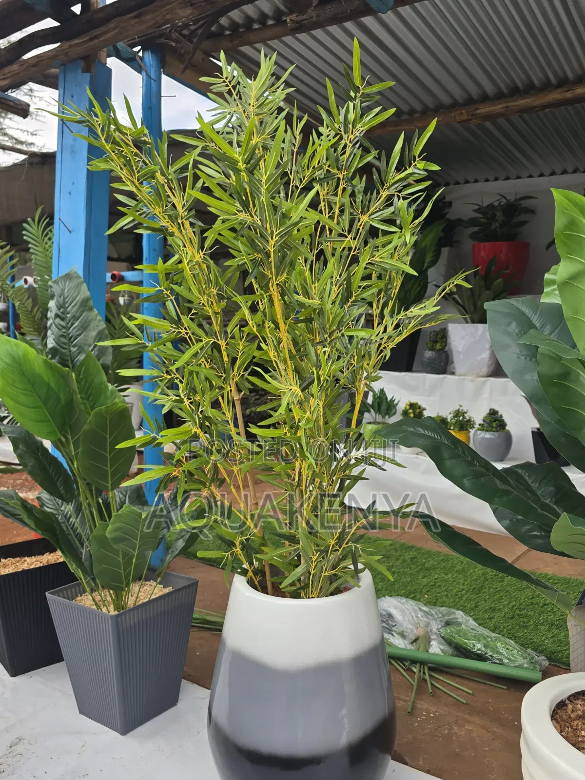 Artificial Bamboo Plant,decor in a Fiber Pot