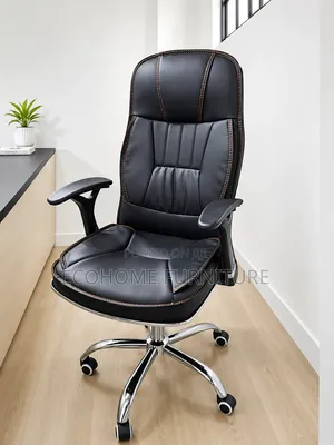 Executive High-Back Office Chair – Black Leather