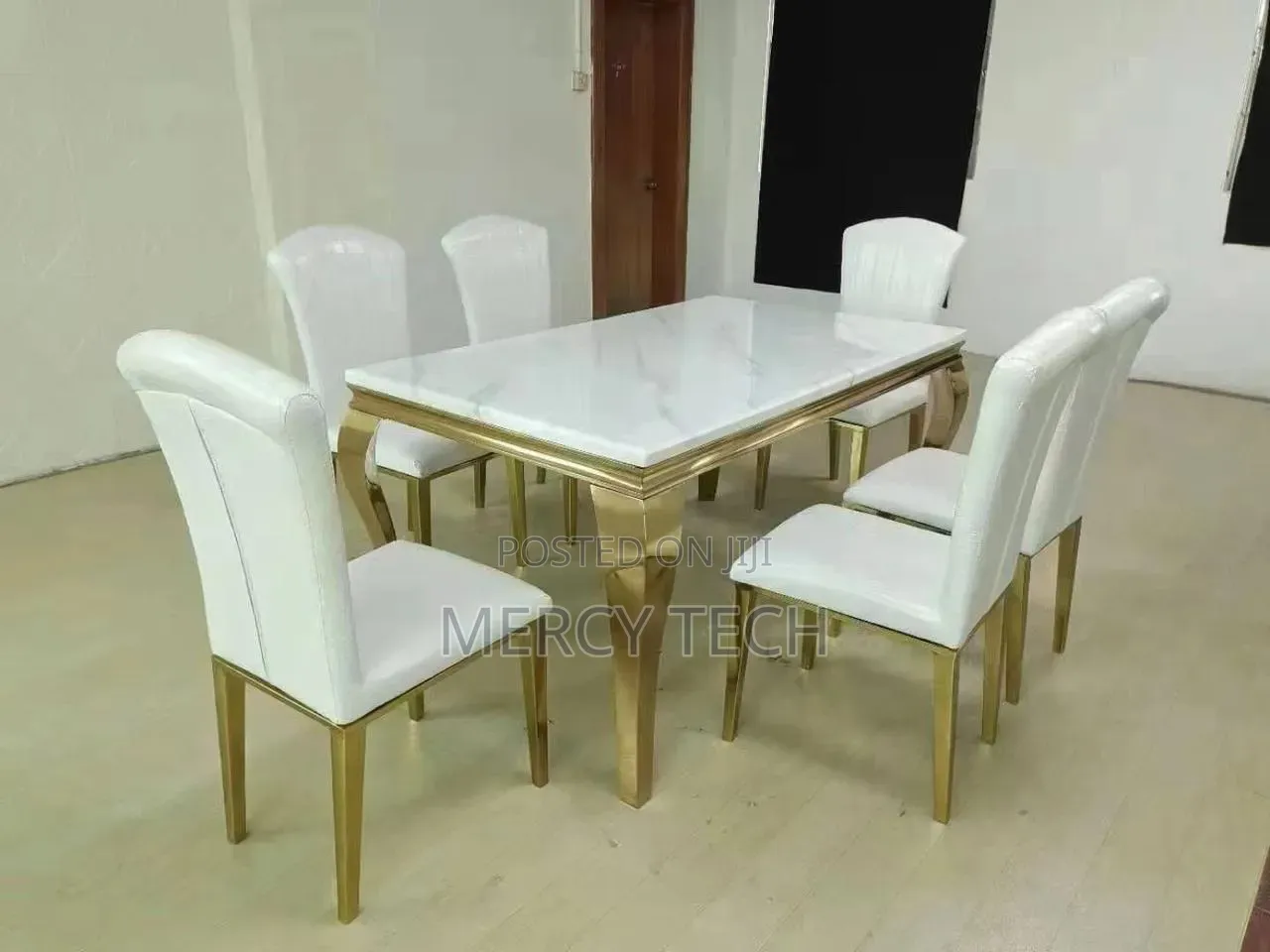 Executive White Marble Dining Table