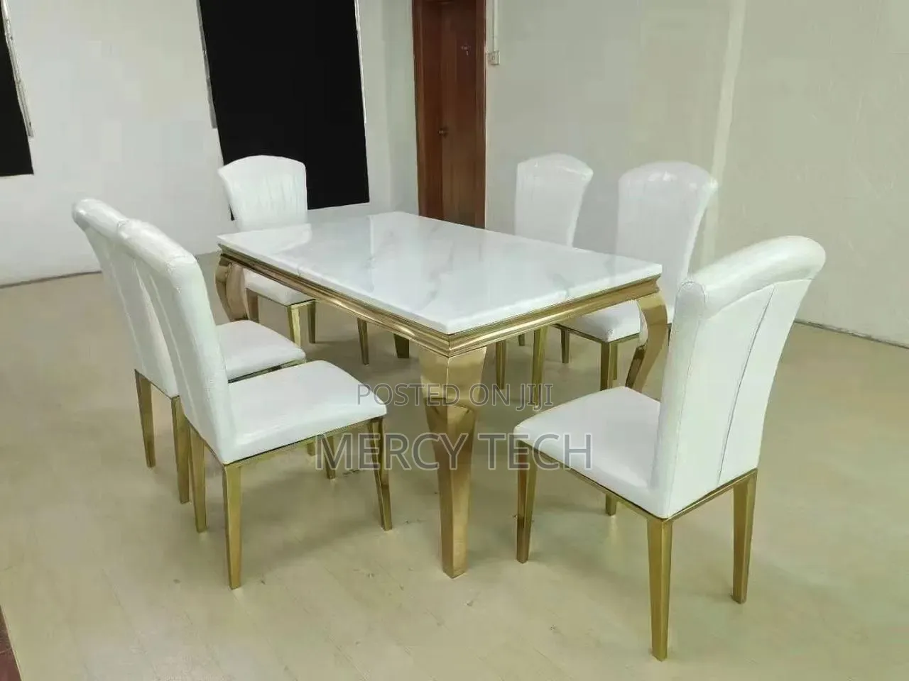 Executive White Marble Dining Table