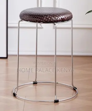 Foot Stool: Rexin Mini Round Chrome Based Stool