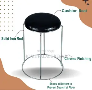 Foot Stool: Rexin Mini Round Chrome Based Stool