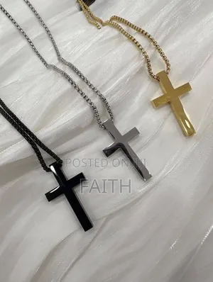 Premium Stainless Steel Cross Necklace – Gold, Silver Black