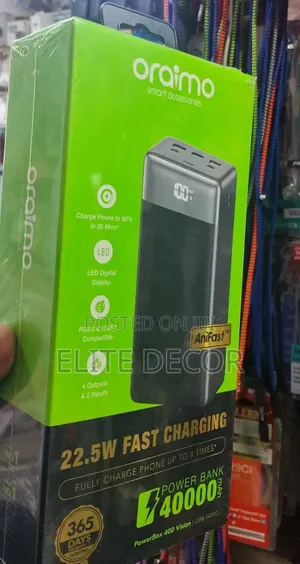 Oraimo PowerBox 400 Vision 40,000mAh Power Bank – 22.5W Fast Charging