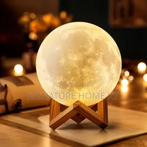 Moon Light Lamp on a Wood Chip Bamboo Stand