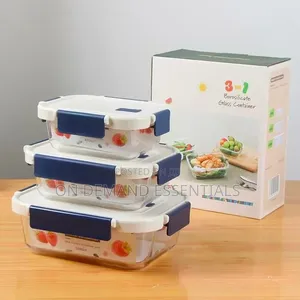 3Pcs Glass Food Storage/ Lunch Box Containers