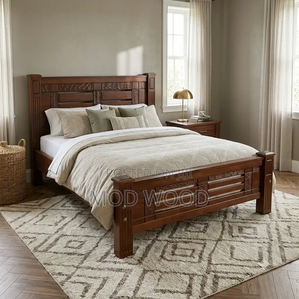 Contemporary Handcrafted 5ft by 6ft Solid Wood Panel Bed Frame