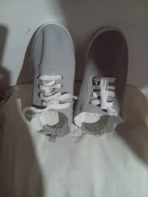 Grey Canvas Flat Shoes