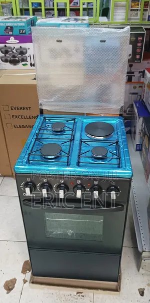 OLELON 50x55 Standing Cooker – 3 Gas + 1 Electric Hotplate