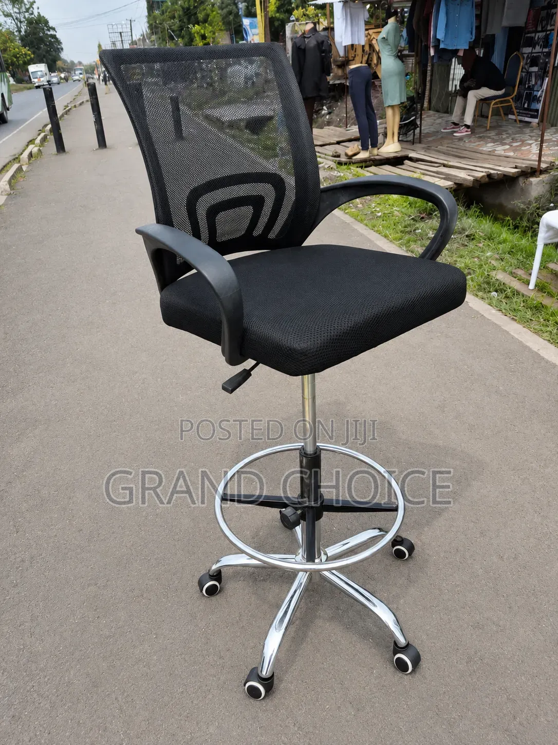 Ergonomic Drafting Counter Chair With Foot Ring