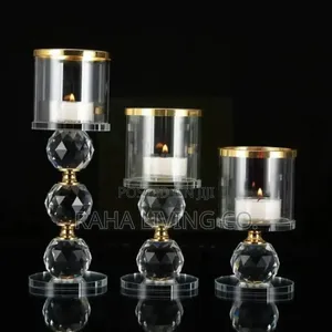 3pc Crystal Candle Holder Set