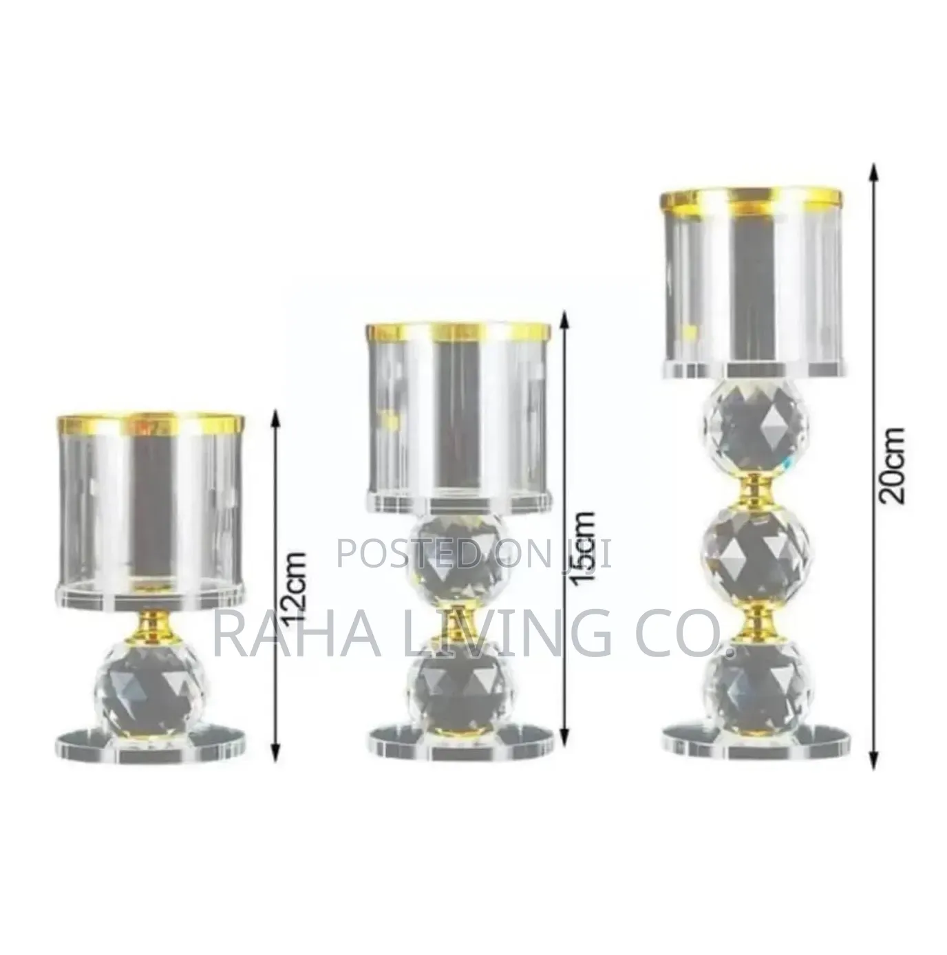 3pc Crystal Candle Holder Set