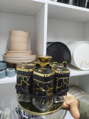7pcs Marble Design Rotating Spice Jars