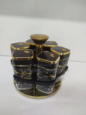 7pcs Marble Design Rotating Spice Jars