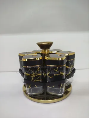 7pcs Marble Design Rotating Spice Jars