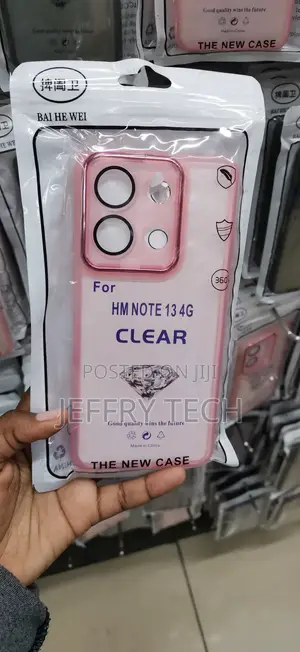Pink-Accented Transparent Soft TPU Phone Case -Redmi Note 13 4G