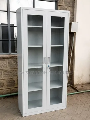 Tall Gray Metal Storage Cabinet Unit