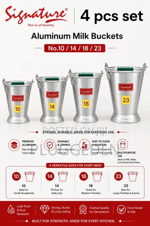 4-Piece Aluminium Milk Bucket Set