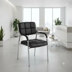 Office Chairs; Black Leather Visitors Receptionist Front Office Chairs