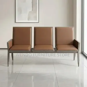 Office Benches. Three Seaters Up-Holstered Reception Leather Bench